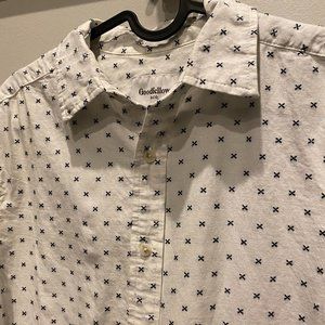Goodfellow SS Button-Down White w/ Black X Pattern